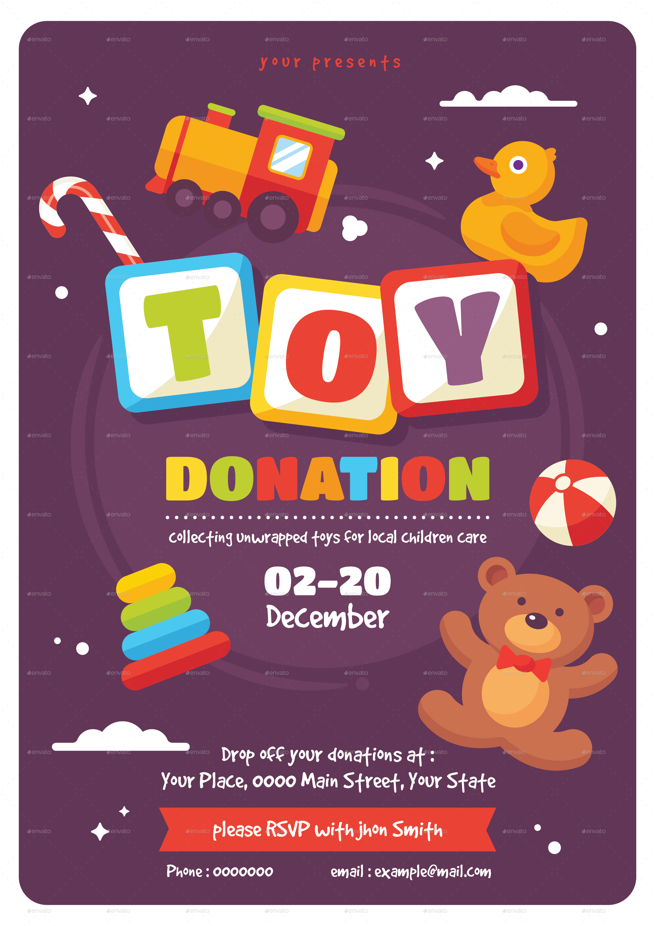 toy drive flyer template by vector vactory graphicriver toy drive flyer